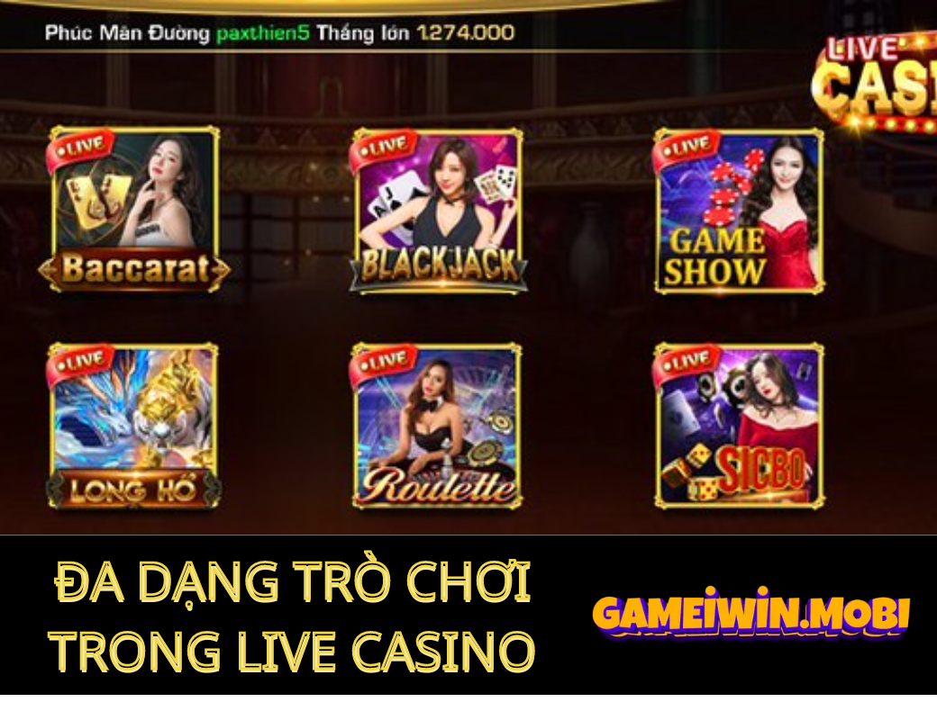 Các trò chơi trong Live Casino iWin Club